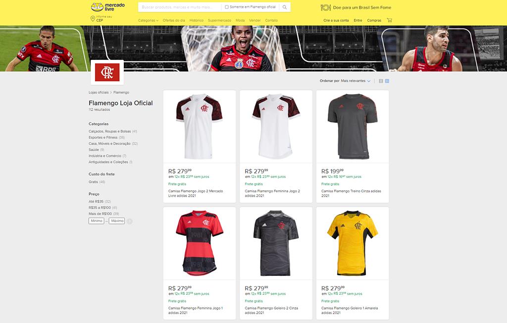 Mercado Livre lança loja oficial do Flamengo no seu site FlaResenha